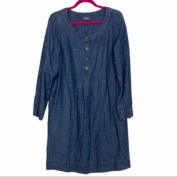 J. Jill Dresses & Skirts - J Jill Tencel Linen Denim Convertible Sleeve Dress